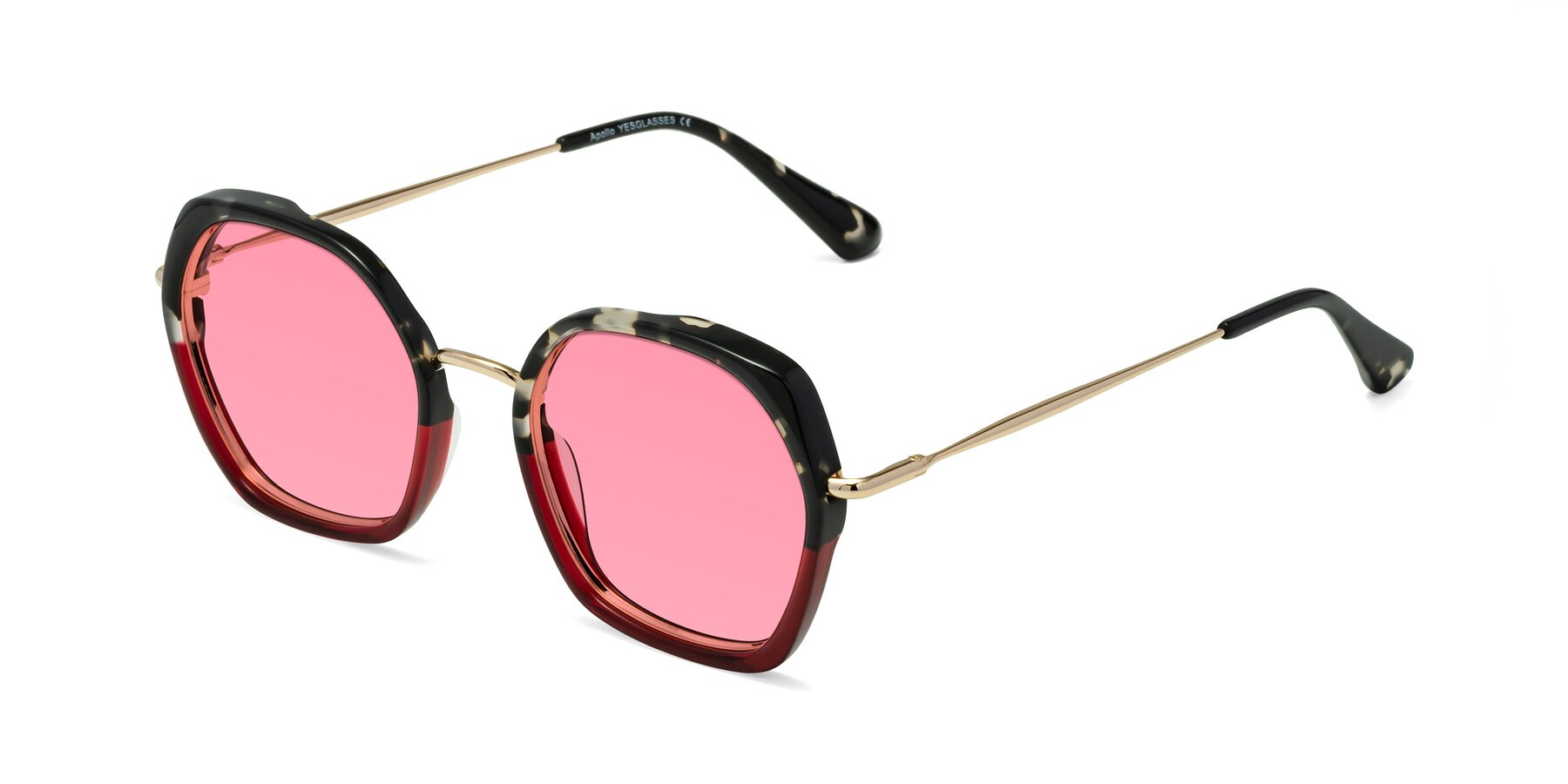 Angle of Apollo in Tortoise-Wine with Pink Tinted Lenses