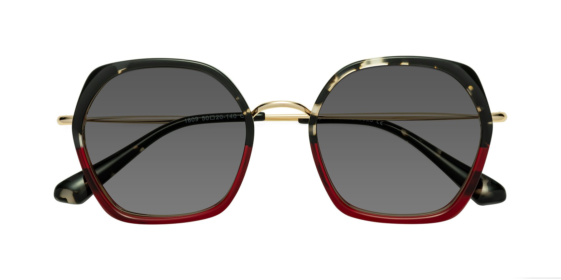 Folded Front of Apollo in Tortoise-Wine with Medium Gray Tinted Lenses