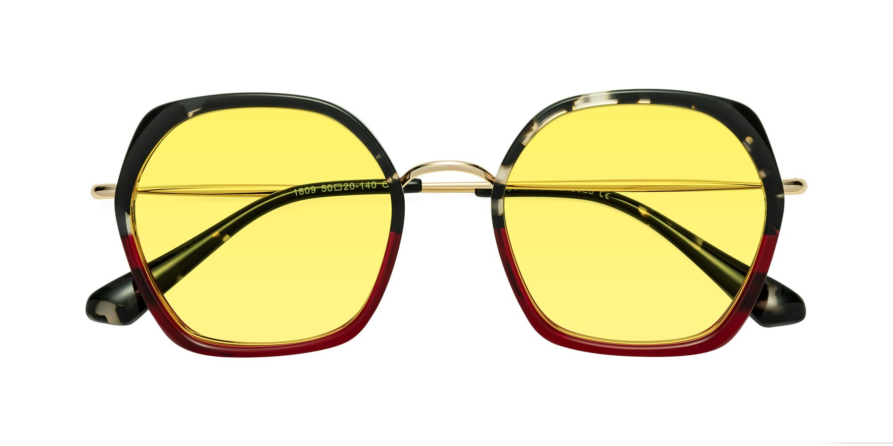 Folded Front of Apollo in Tortoise-Wine with Medium Yellow Tinted Lenses