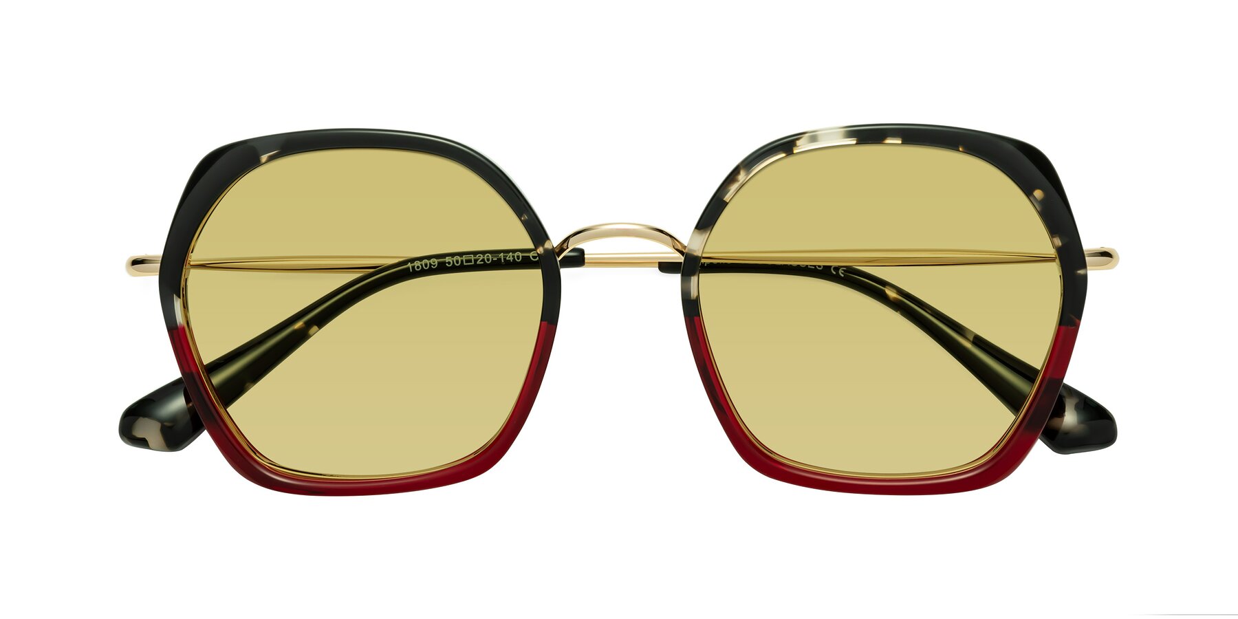 Folded Front of Apollo in Tortoise-Wine with Medium Champagne Tinted Lenses