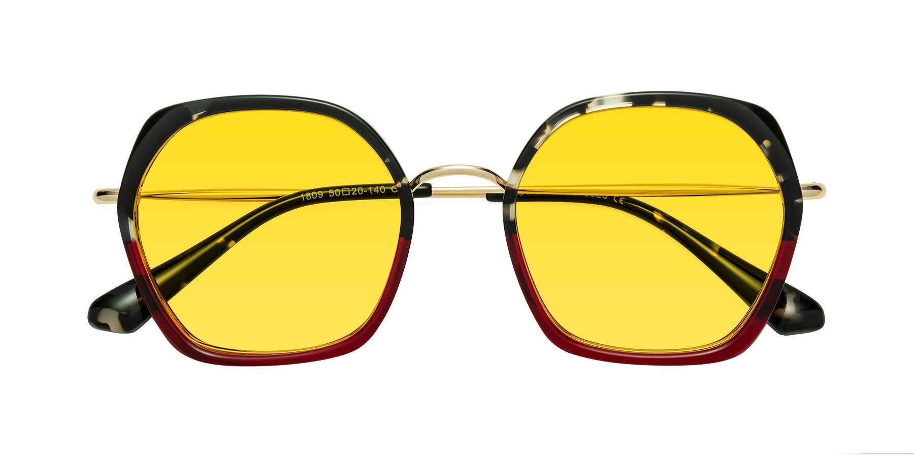 Folded Front of Apollo in Tortoise-Wine with Yellow Tinted Lenses