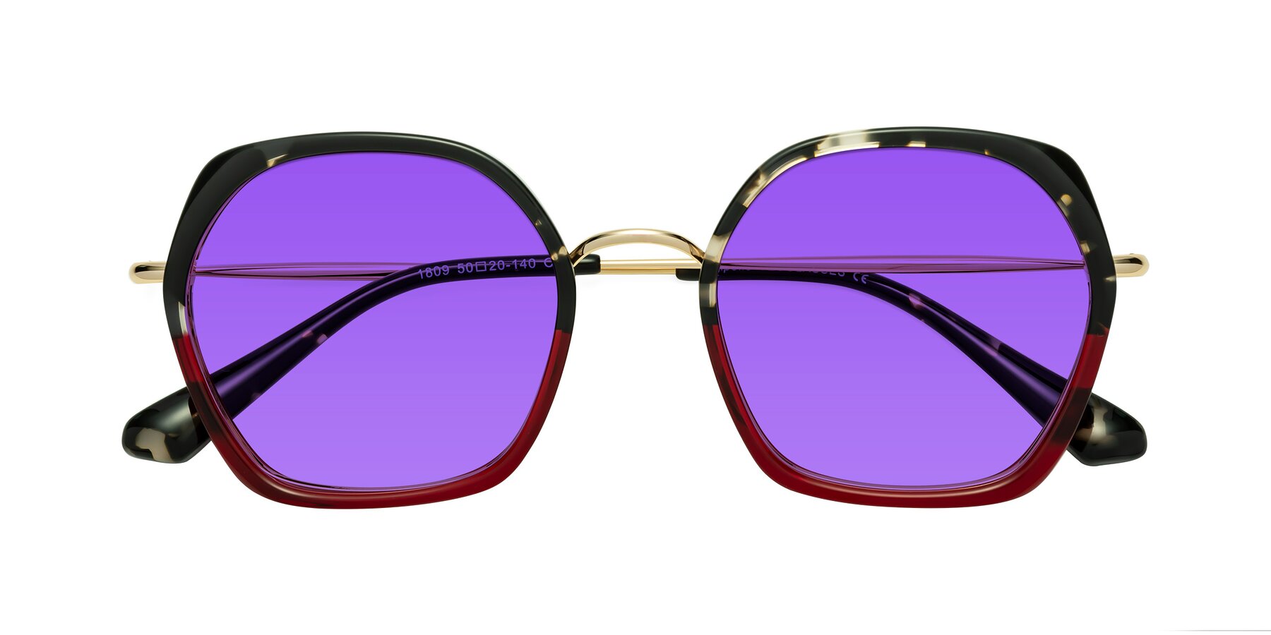 Folded Front of Apollo in Tortoise-Wine with Purple Tinted Lenses