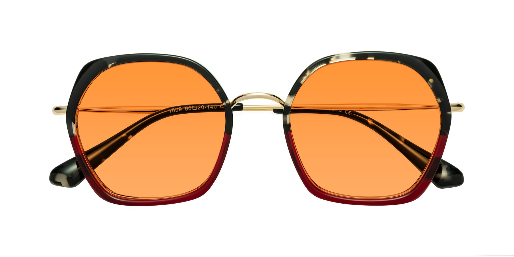 Folded Front of Apollo in Tortoise-Wine with Orange Tinted Lenses