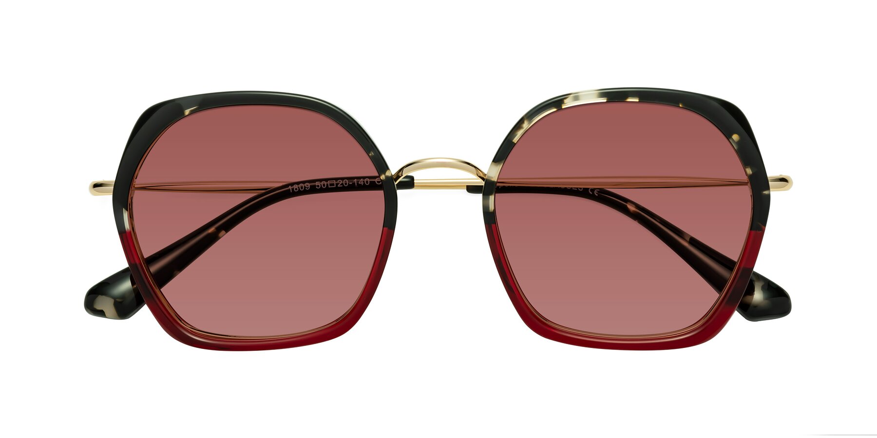 Folded Front of Apollo in Tortoise-Wine with Garnet Tinted Lenses