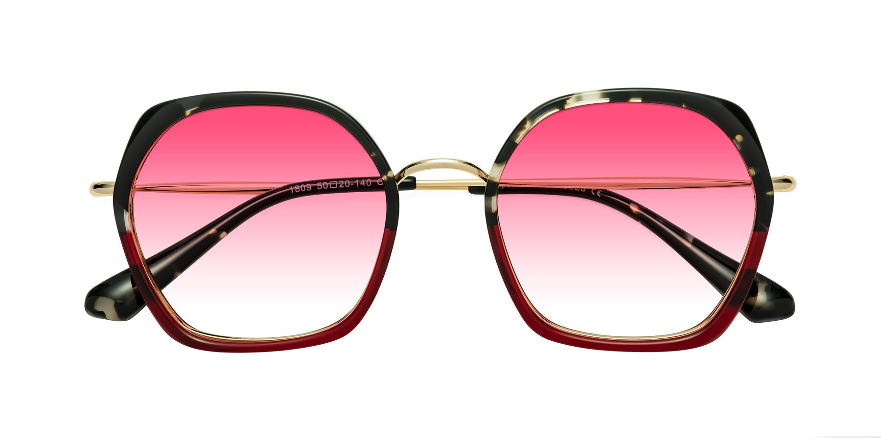 Folded Front of Apollo in Tortoise-Wine with Pink Gradient Lenses