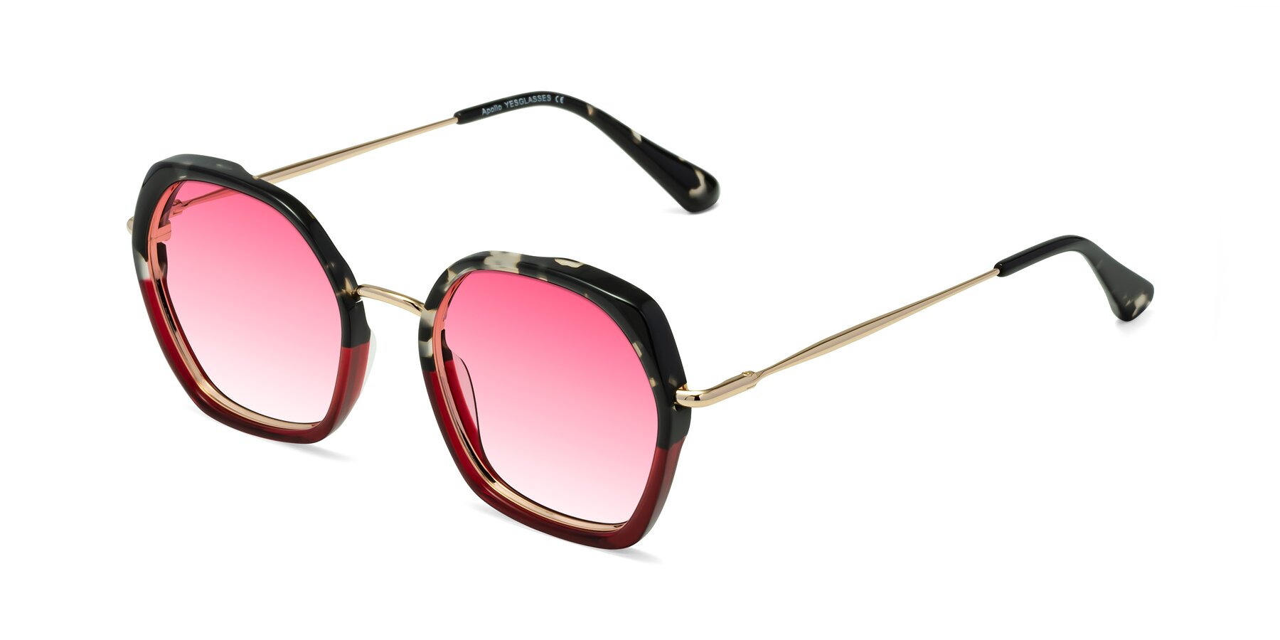 Angle of Apollo in Tortoise-Wine with Pink Gradient Lenses