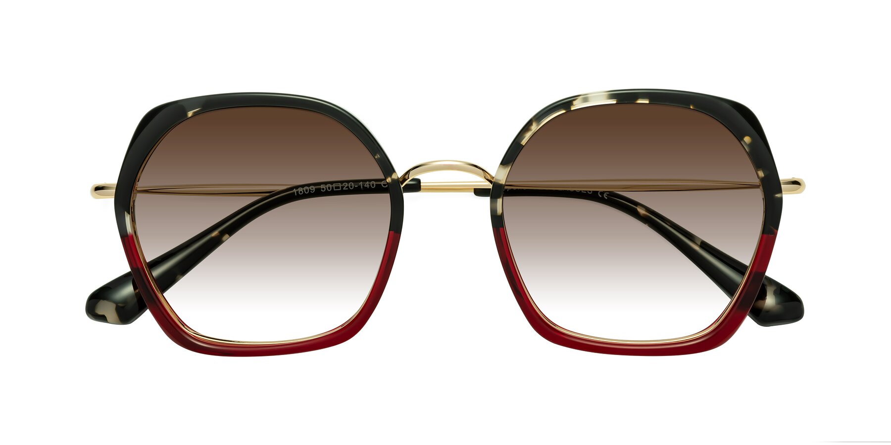 Folded Front of Apollo in Tortoise-Wine with Brown Gradient Lenses