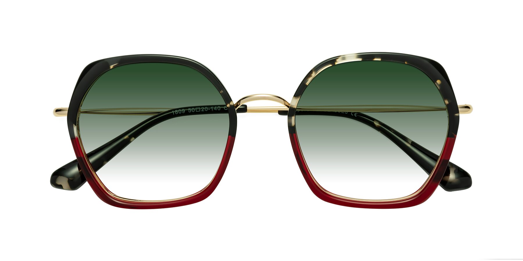 Folded Front of Apollo in Tortoise-Wine with Green Gradient Lenses
