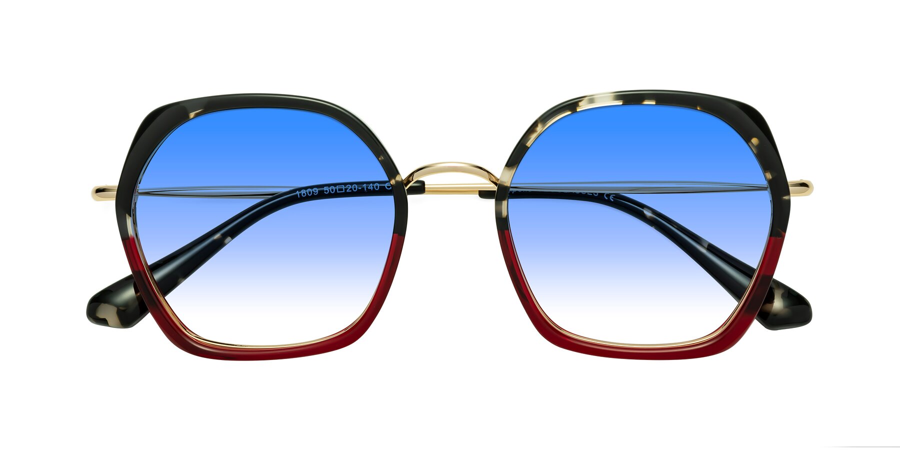 Folded Front of Apollo in Tortoise-Wine with Blue Gradient Lenses