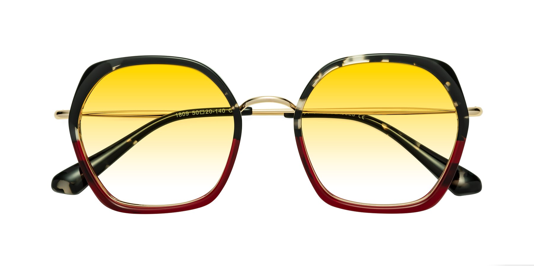 Folded Front of Apollo in Tortoise-Wine with Yellow Gradient Lenses