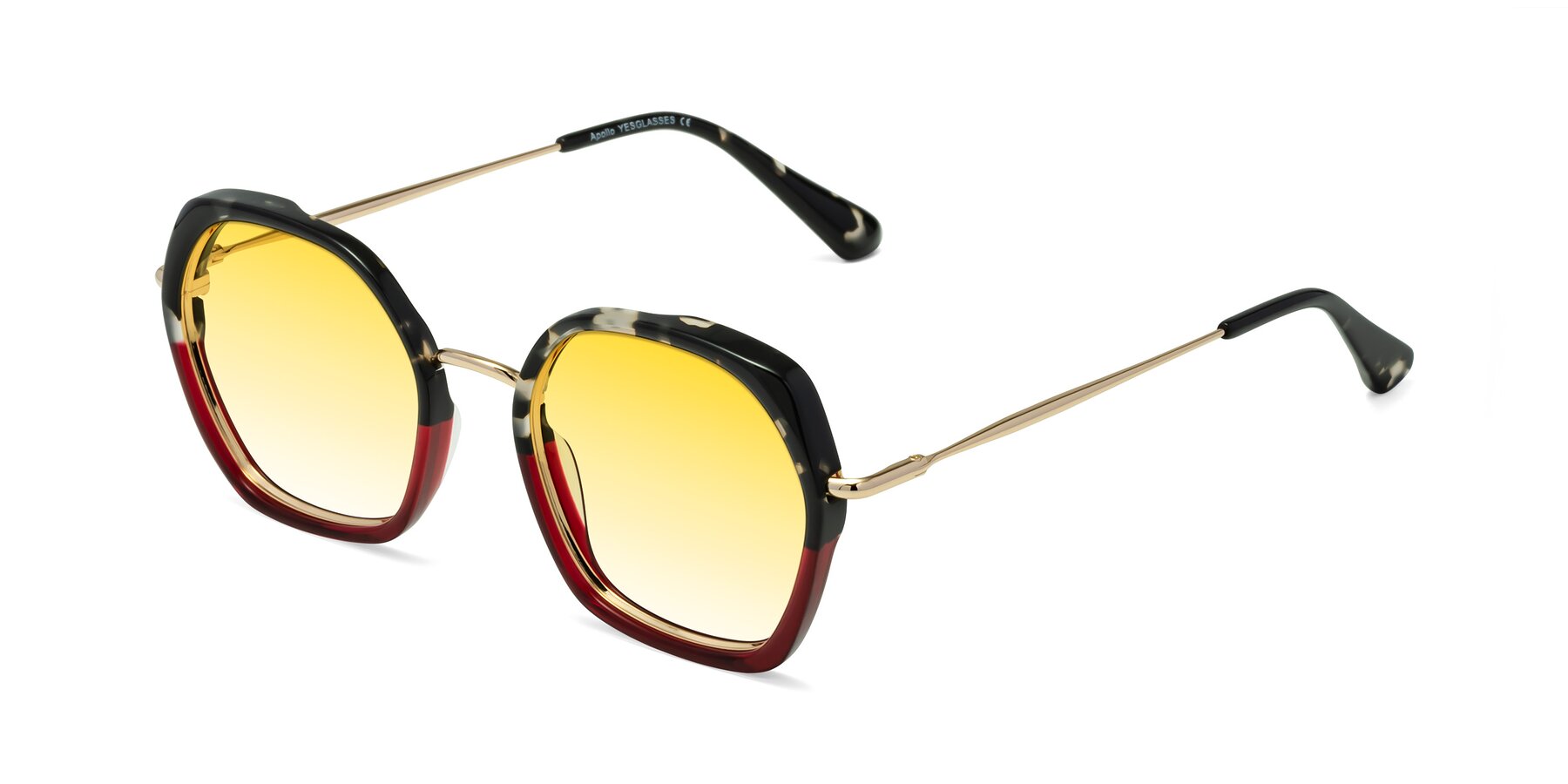 Angle of Apollo in Tortoise-Wine with Yellow Gradient Lenses