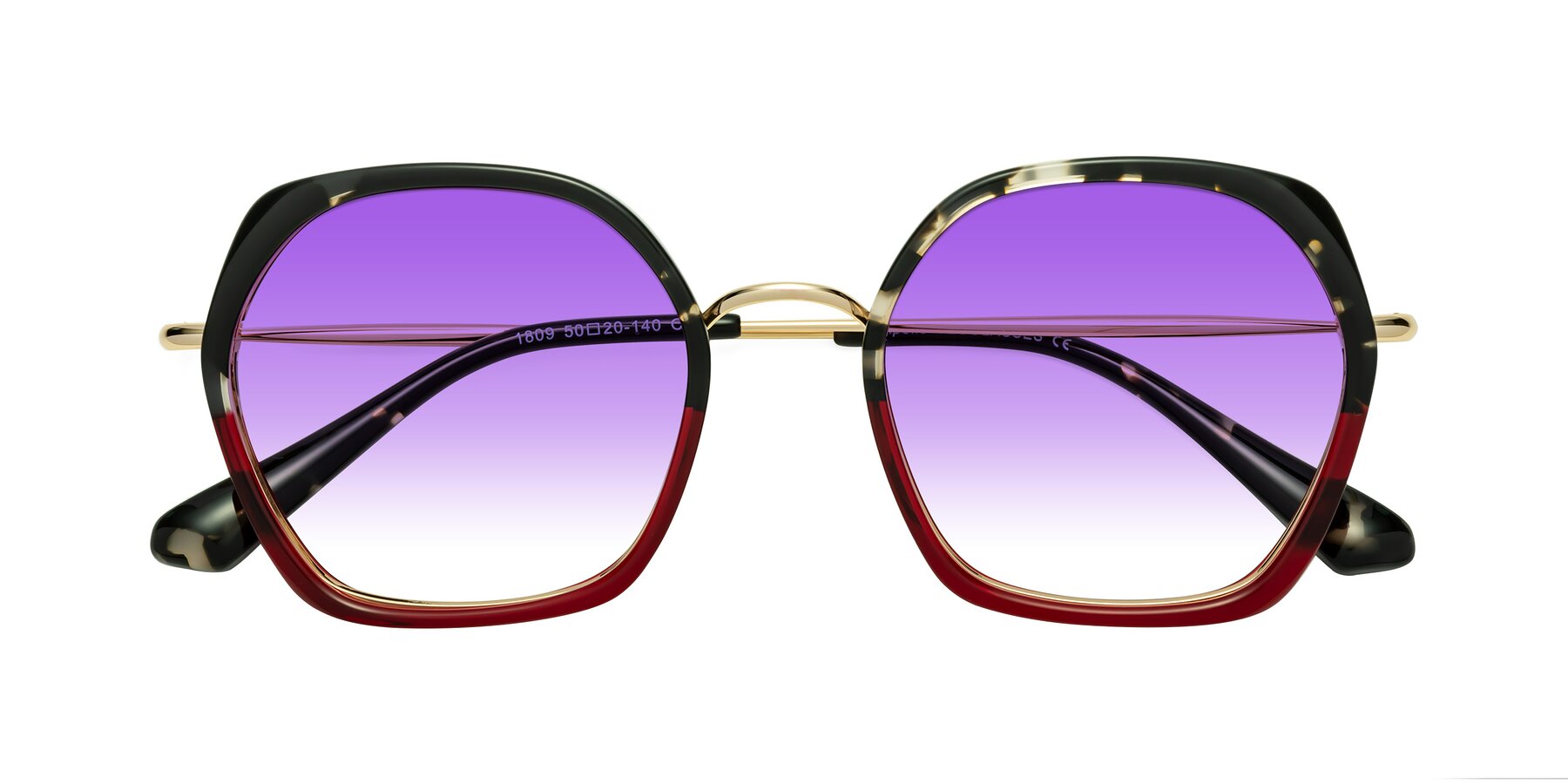 Folded Front of Apollo in Tortoise-Wine with Purple Gradient Lenses