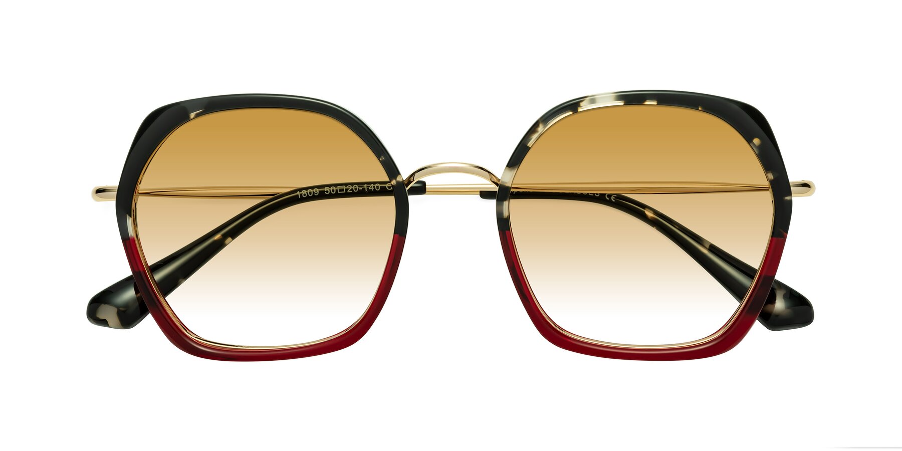Folded Front of Apollo in Tortoise-Wine with Champagne Gradient Lenses