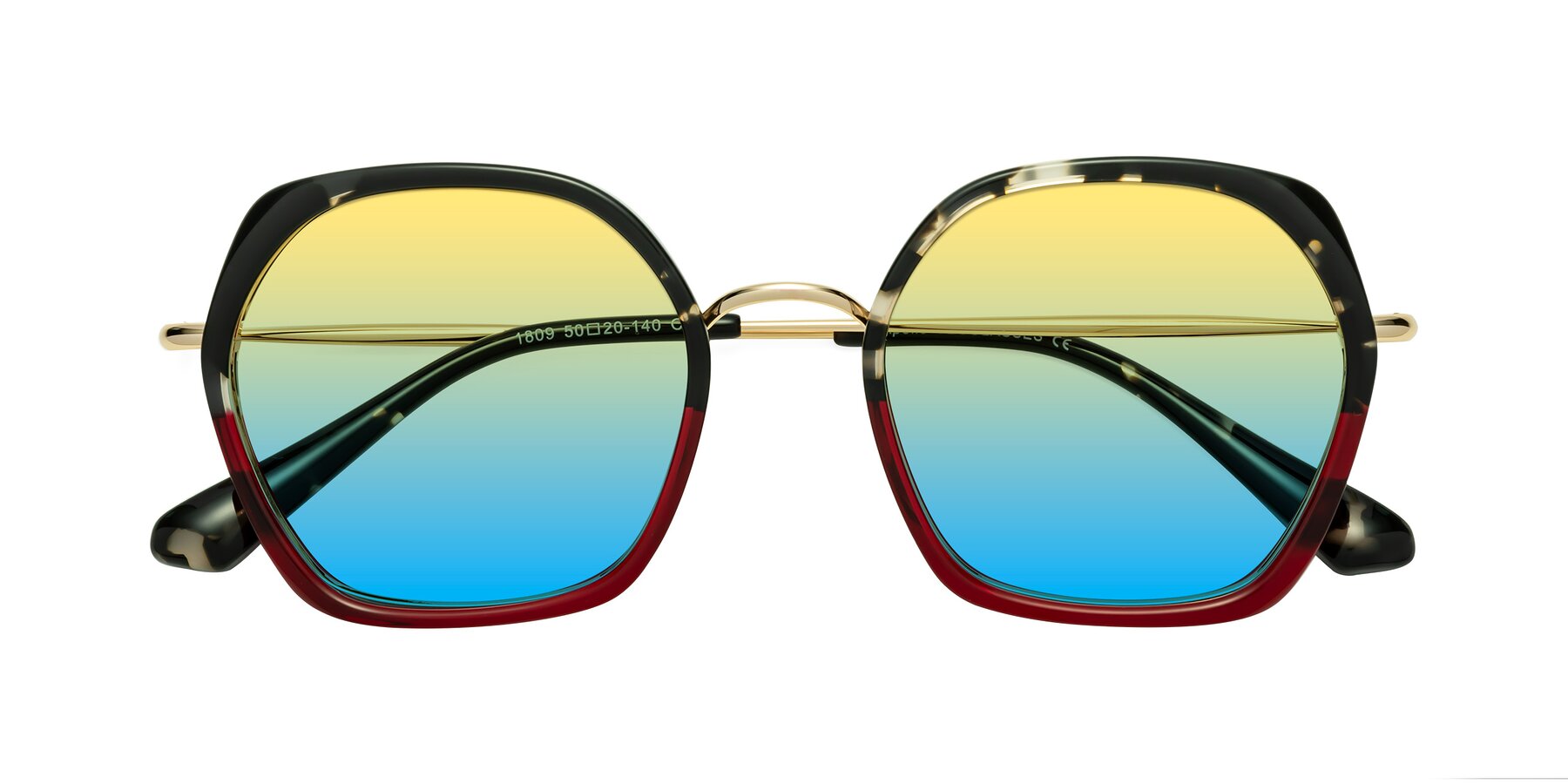 Folded Front of Apollo in Tortoise-Wine with Yellow / Blue Gradient Lenses