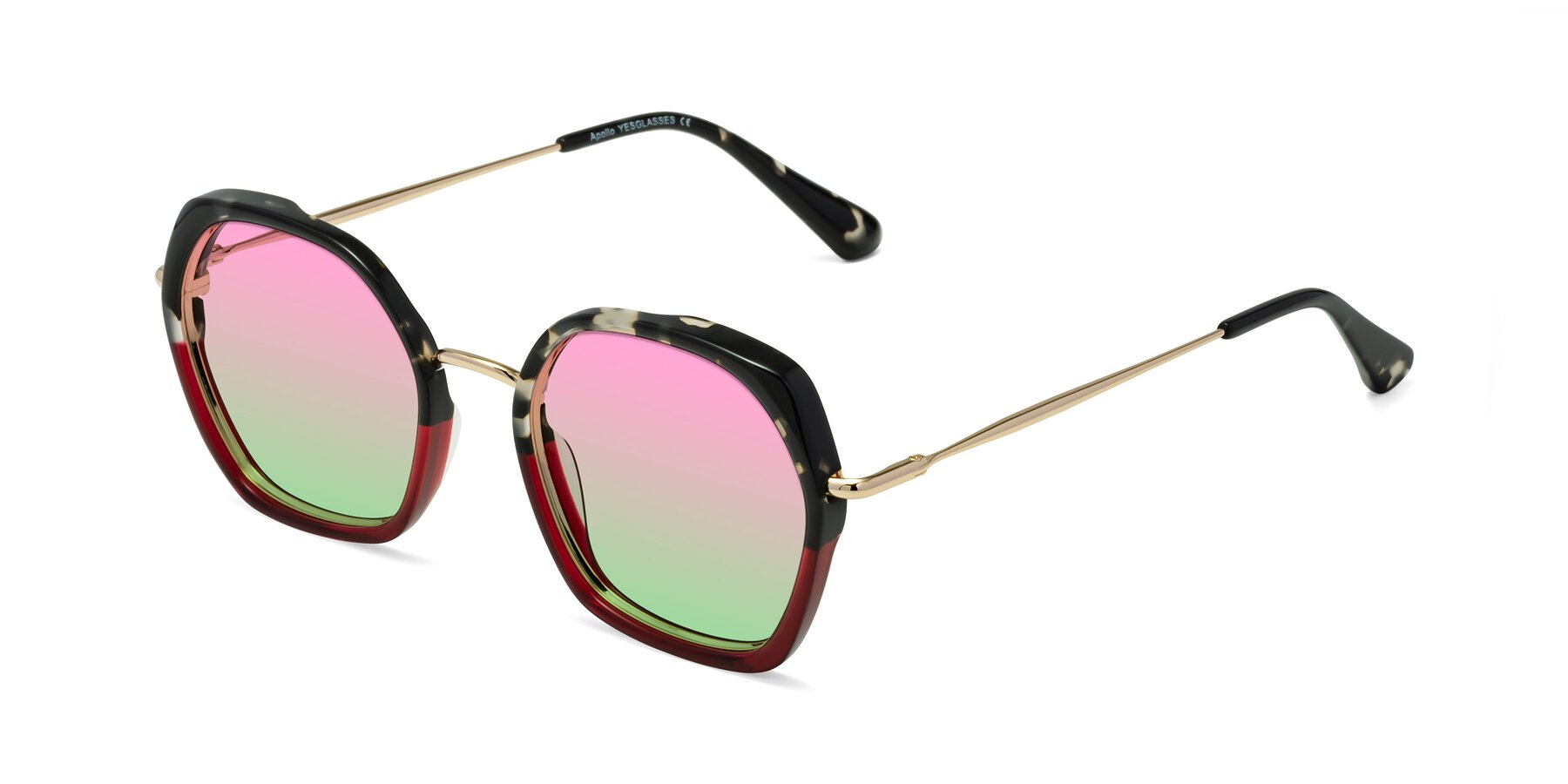 Angle of Apollo in Tortoise-Wine with Pink / Green Gradient Lenses