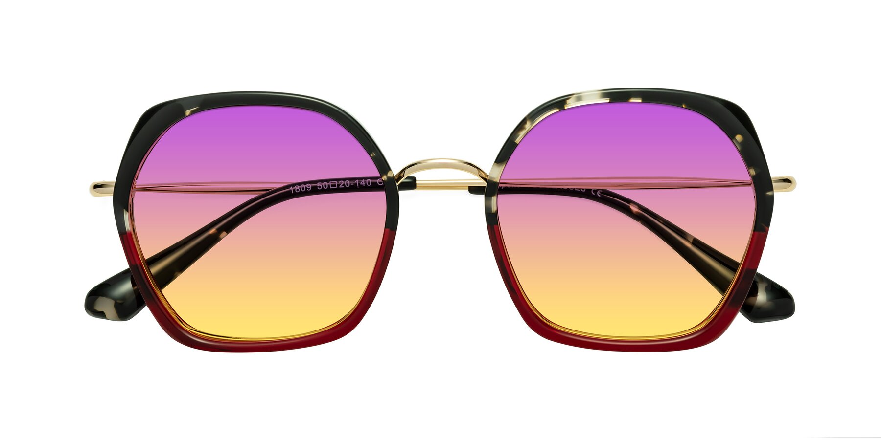 Folded Front of Apollo in Tortoise-Wine with Purple / Yellow Gradient Lenses
