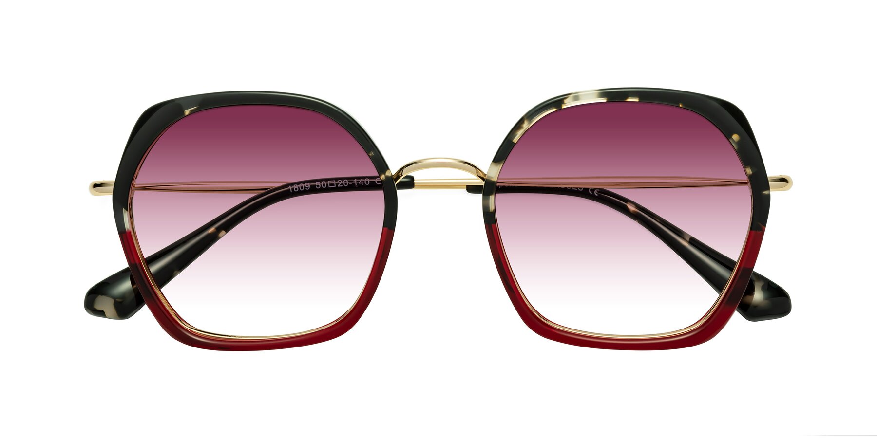 Folded Front of Apollo in Tortoise-Wine with Wine Gradient Lenses