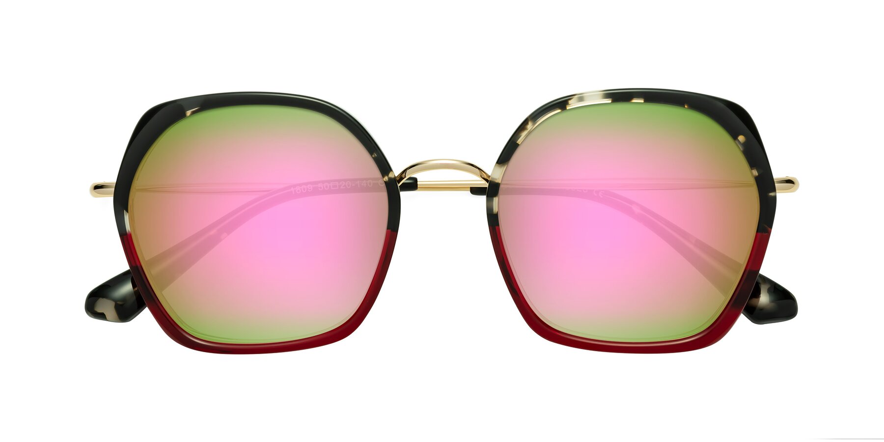 Folded Front of Apollo in Tortoise-Wine with Pink Mirrored Lenses