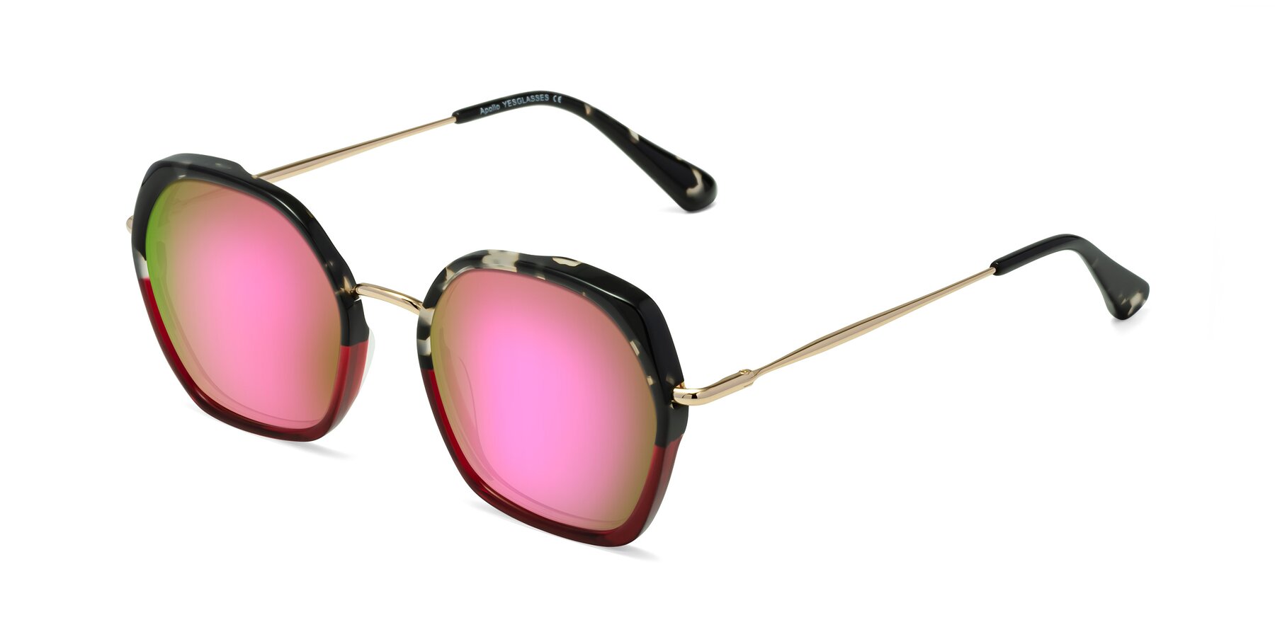 Angle of Apollo in Tortoise-Wine with Pink Mirrored Lenses