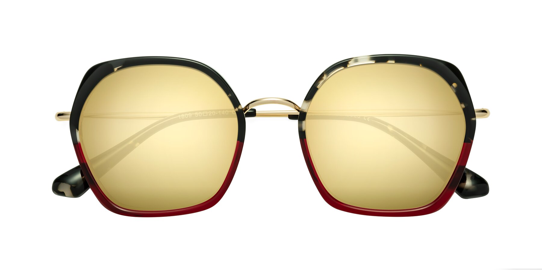 Folded Front of Apollo in Tortoise-Wine with Gold Mirrored Lenses
