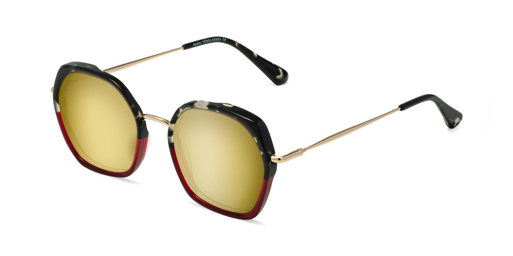 Angle of Apollo in Tortoise-Wine with Gold Mirrored Lenses