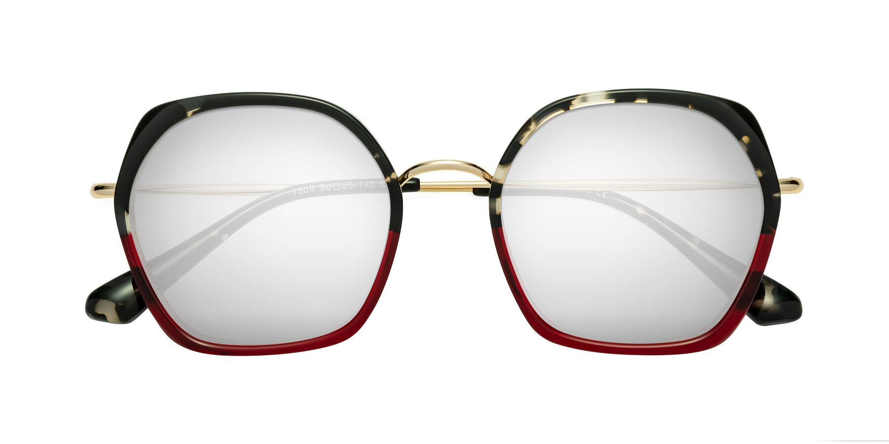 Folded Front of Apollo in Tortoise-Wine with Silver Mirrored Lenses