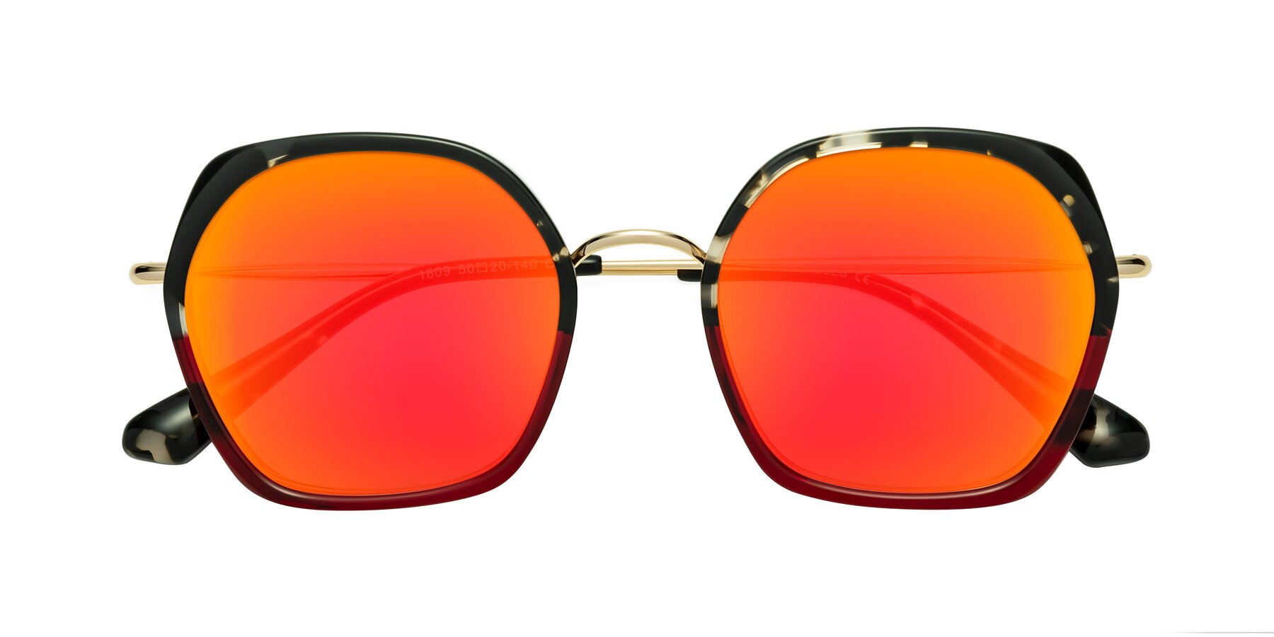 Folded Front of Apollo in Tortoise-Wine with Red Gold Mirrored Lenses