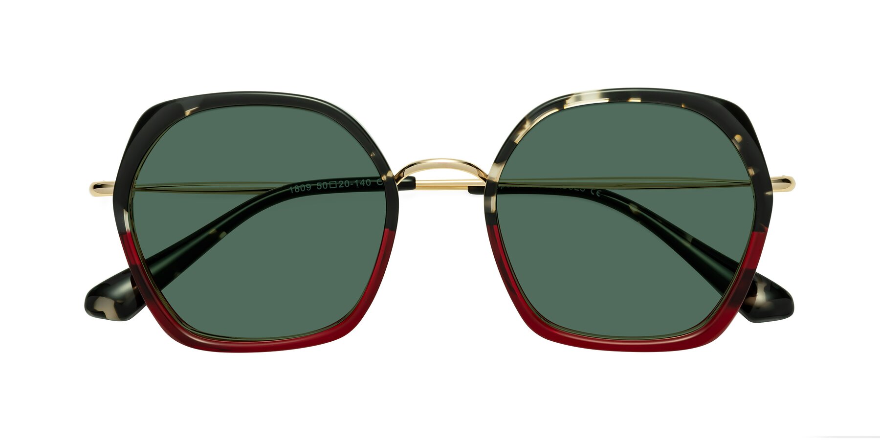 Folded Front of Apollo in Tortoise-Wine with Green Polarized Lenses