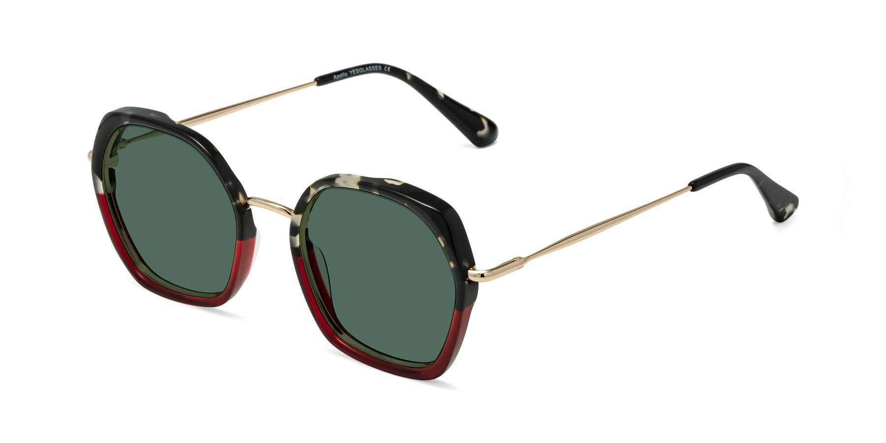 Angle of Apollo in Tortoise-Wine with Green Polarized Lenses