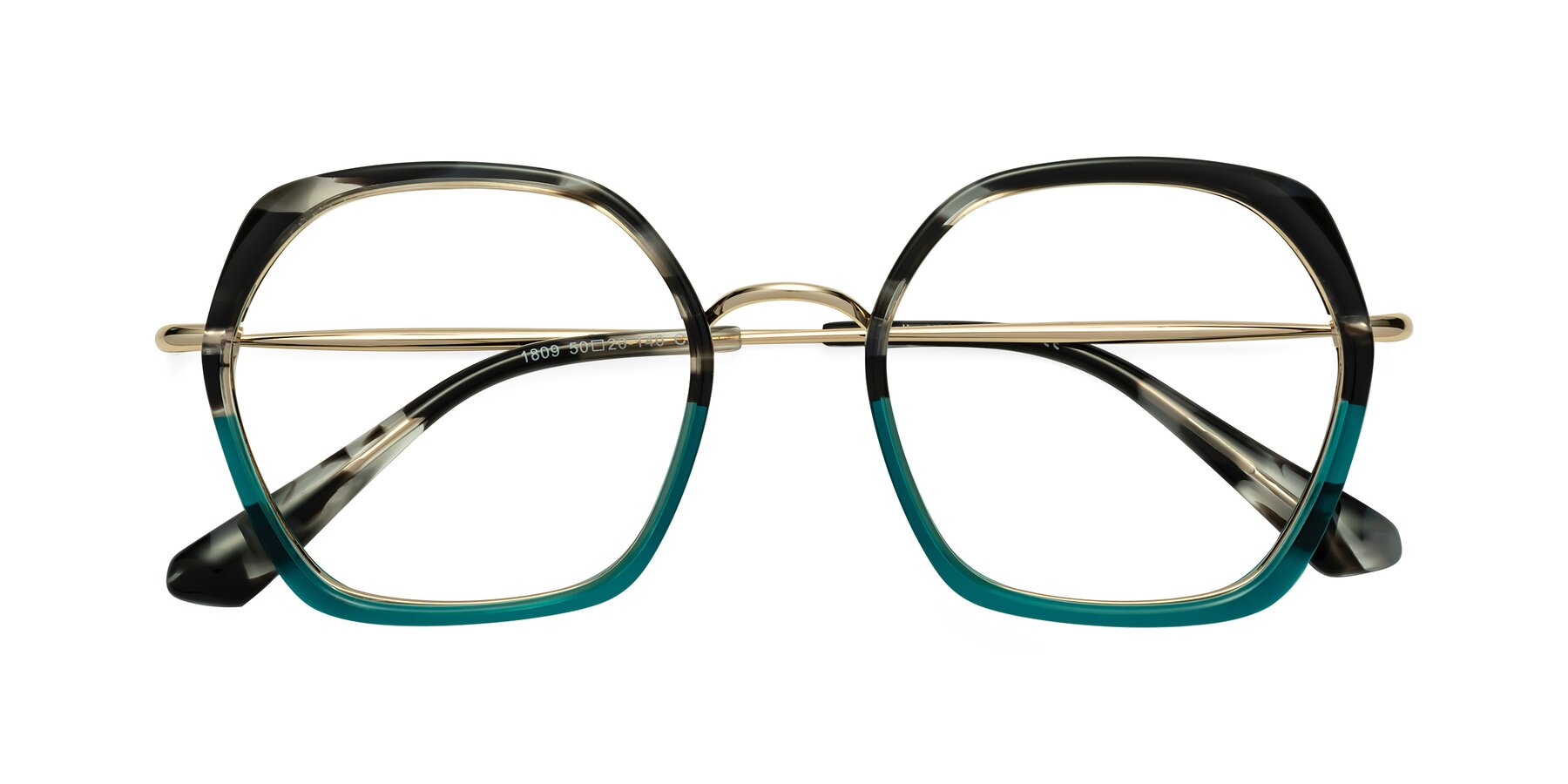 Folded Front of Apollo in Tortoise-Green with Clear Blue Light Blocking Lenses
