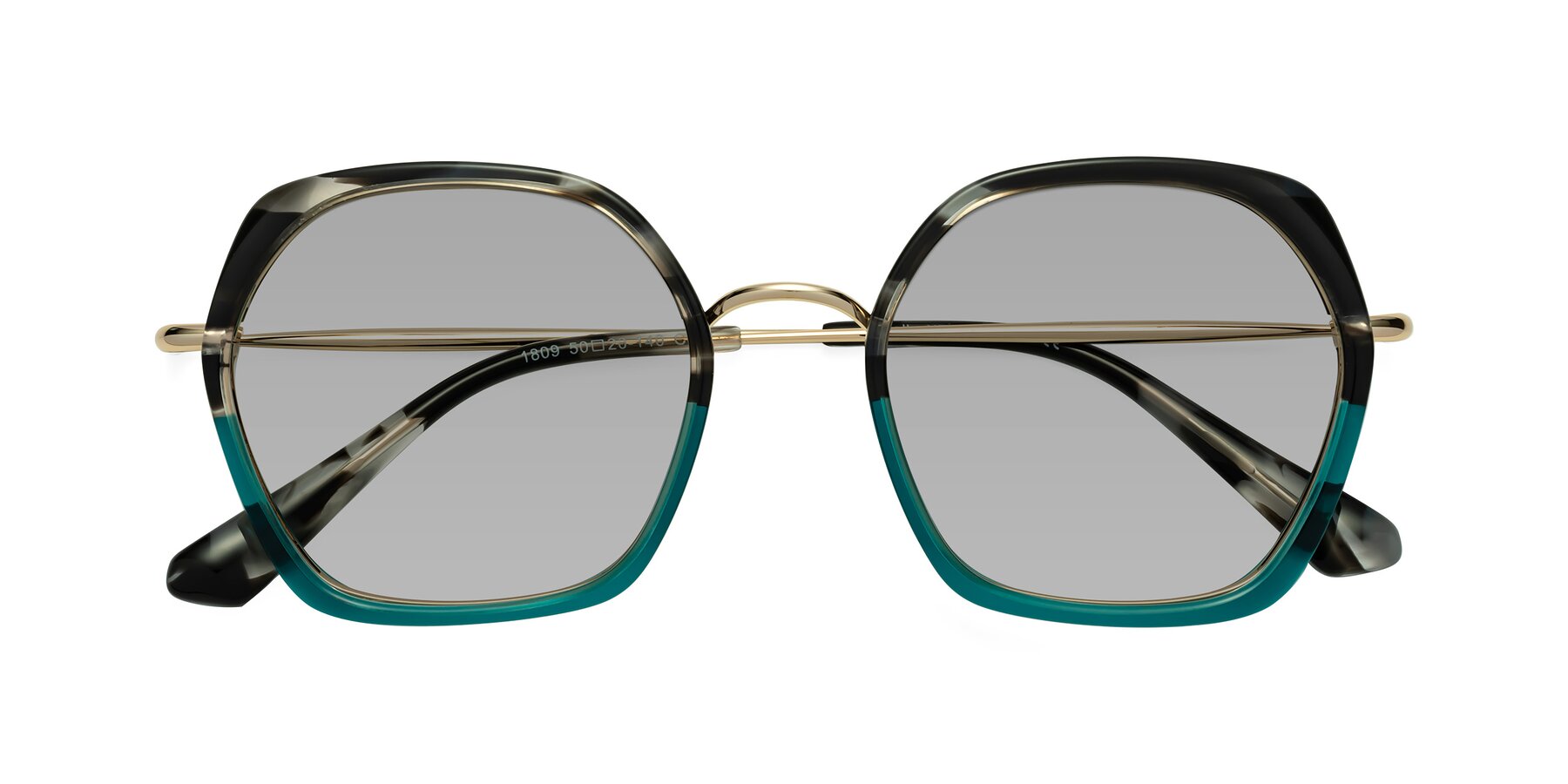 Folded Front of Apollo in Tortoise-Green with Light Gray Tinted Lenses