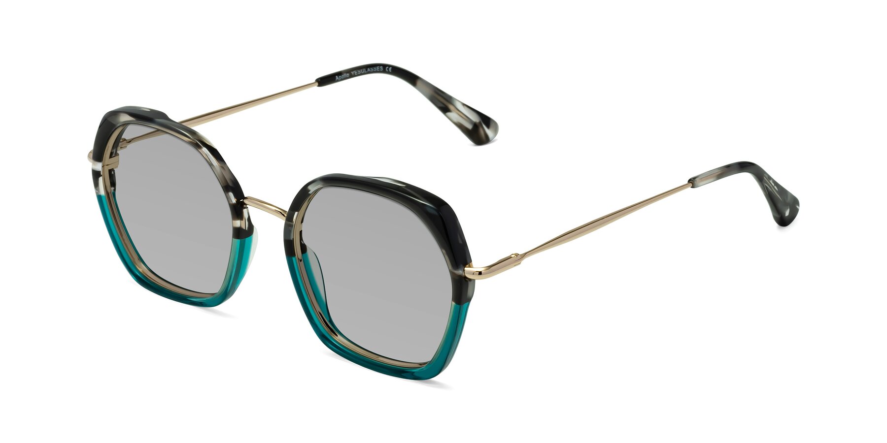 Angle of Apollo in Tortoise-Green with Light Gray Tinted Lenses