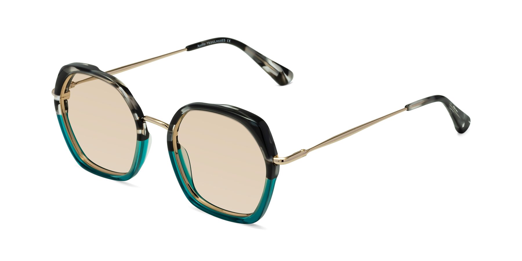 Angle of Apollo in Tortoise-Green with Light Brown Tinted Lenses