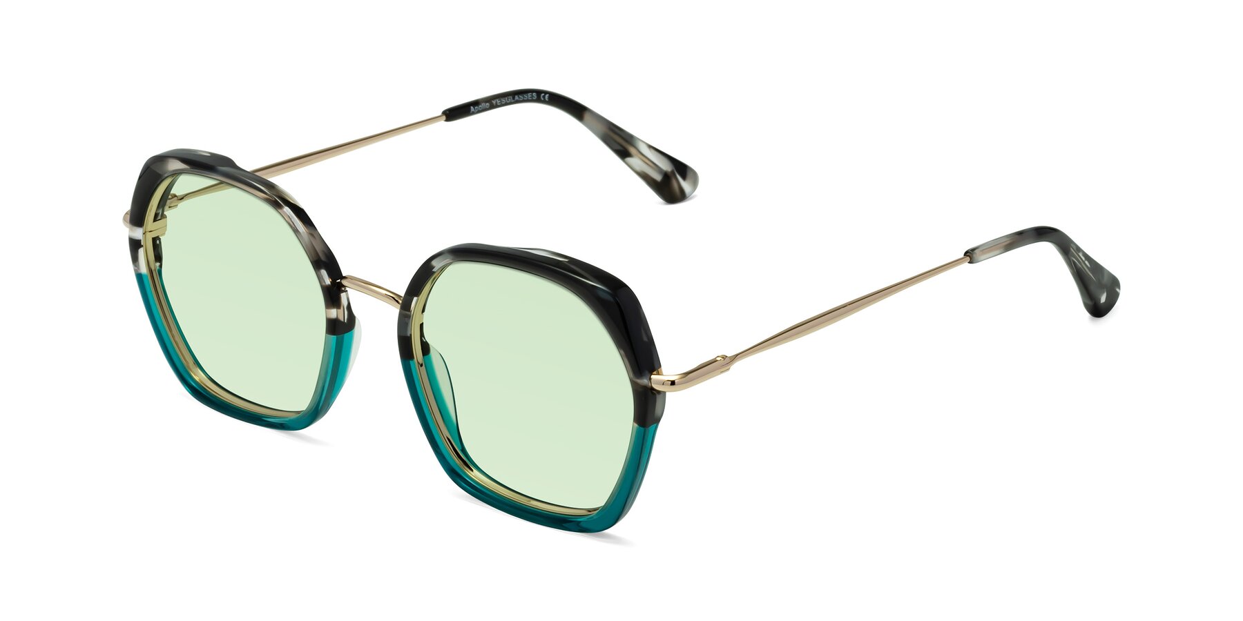 Angle of Apollo in Tortoise-Green with Light Green Tinted Lenses