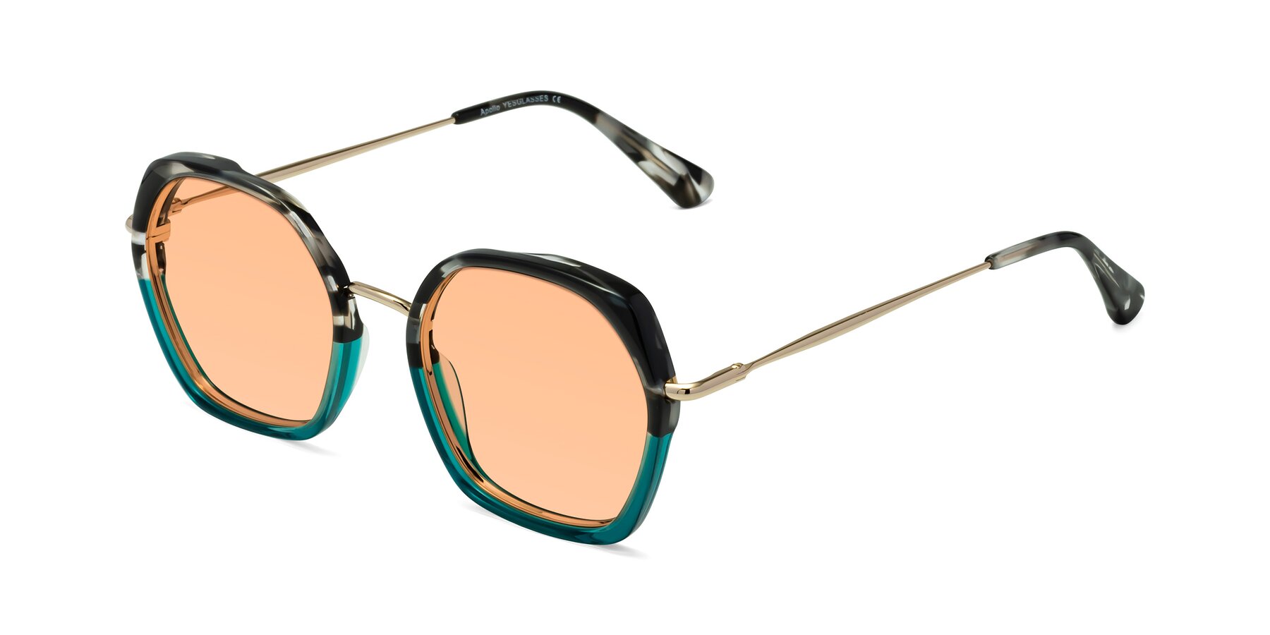 Angle of Apollo in Tortoise-Green with Light Orange Tinted Lenses