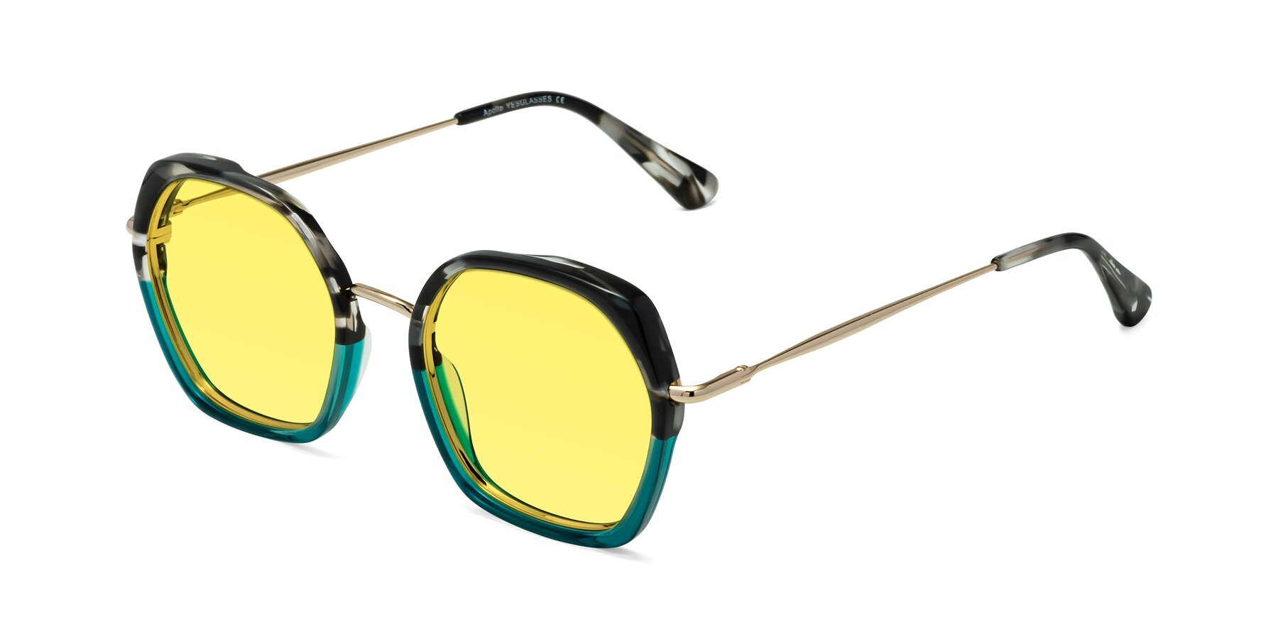 Angle of Apollo in Tortoise-Green with Medium Yellow Tinted Lenses