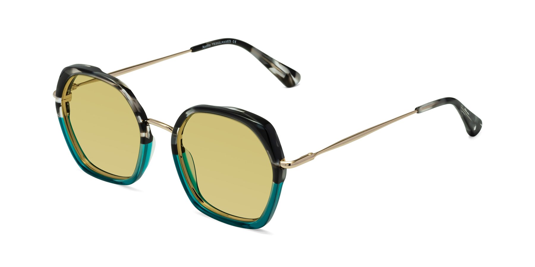 Angle of Apollo in Tortoise-Green with Medium Champagne Tinted Lenses