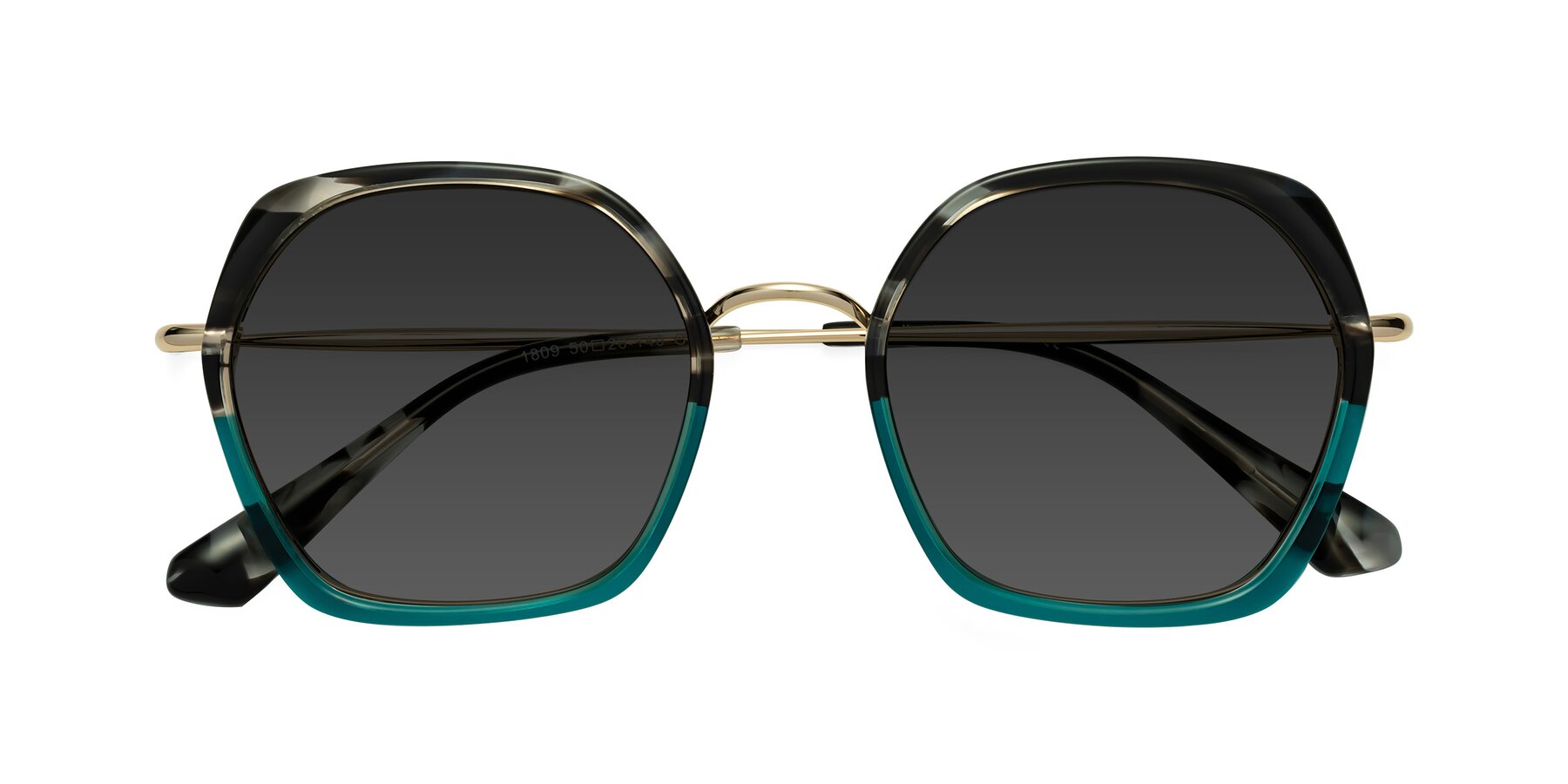 Folded Front of Apollo in Tortoise-Green with Gray Tinted Lenses