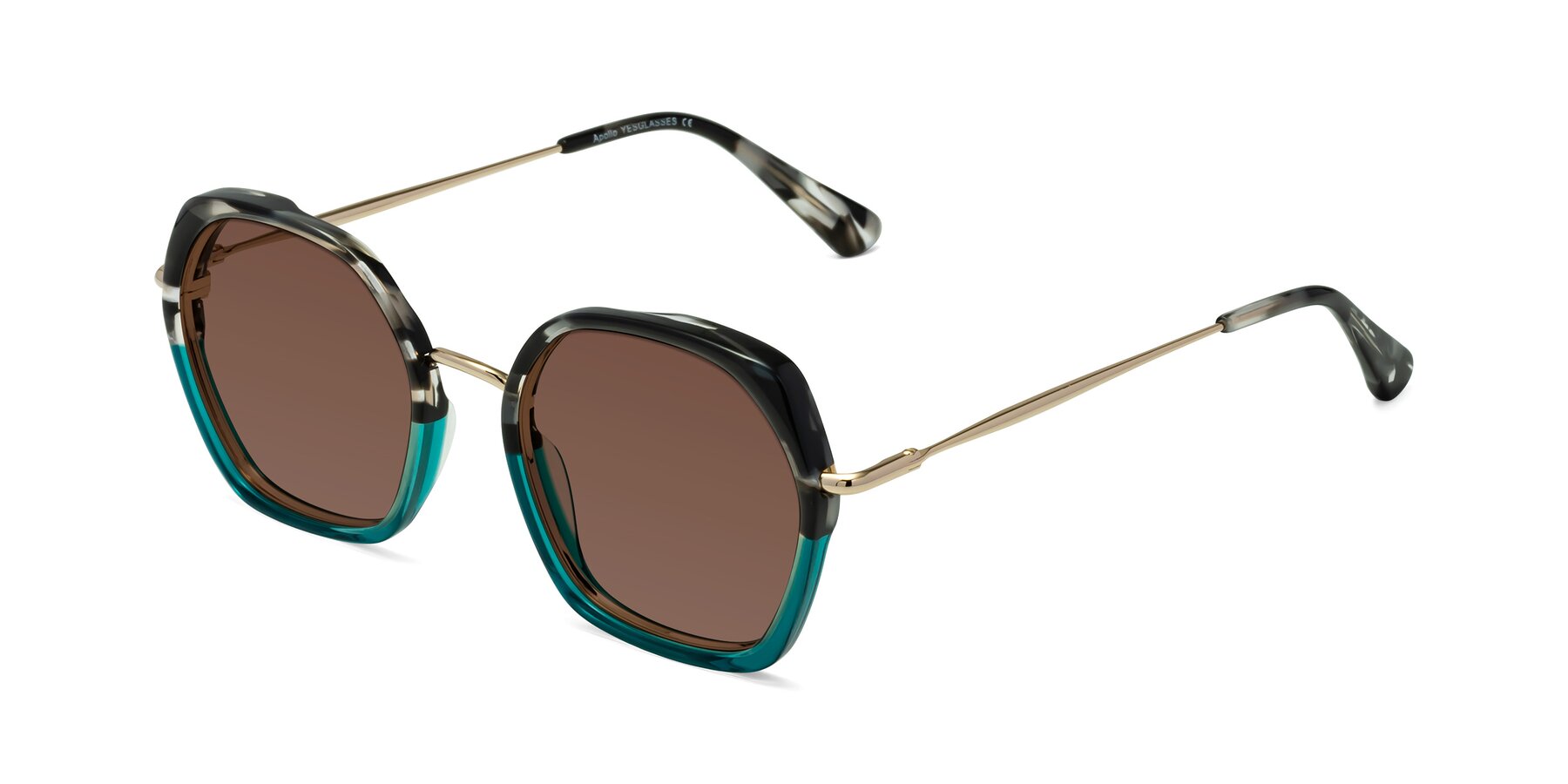 Angle of Apollo in Tortoise-Green with Brown Tinted Lenses