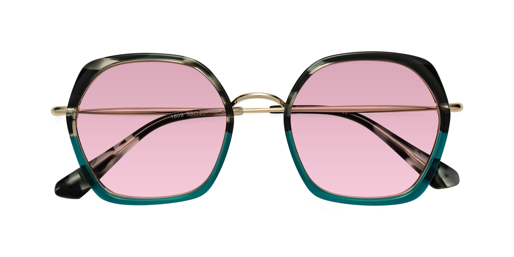 Folded Front of Apollo in Tortoise-Green with Light Wine Tinted Lenses