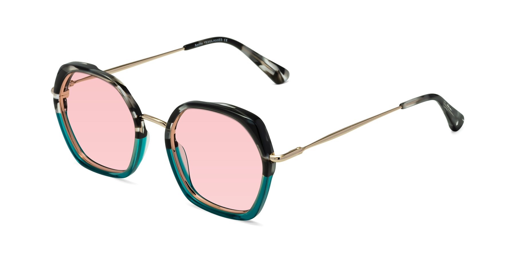 Angle of Apollo in Tortoise-Green with Light Garnet Tinted Lenses