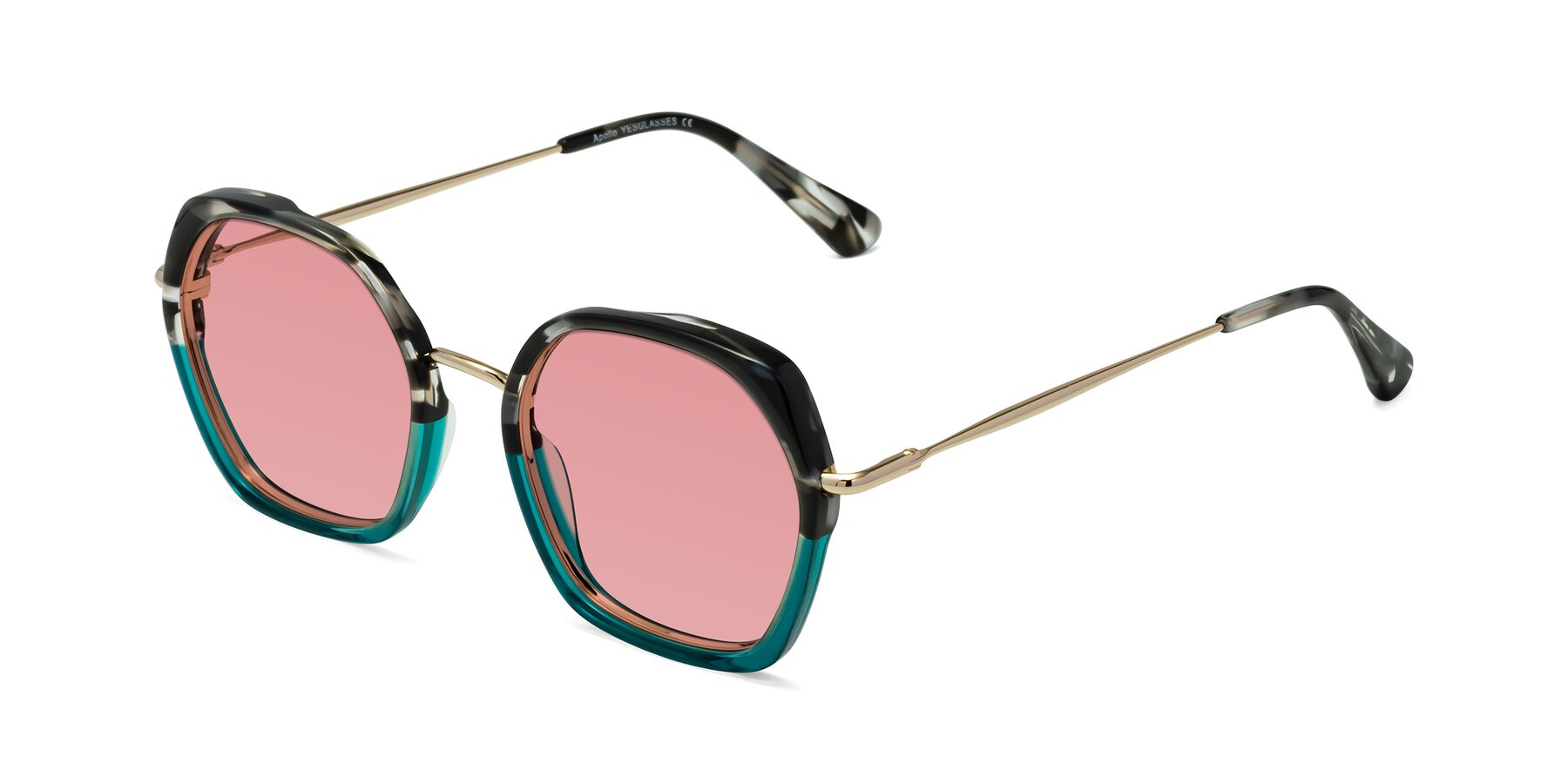 Angle of Apollo in Tortoise-Green with Medium Garnet Tinted Lenses