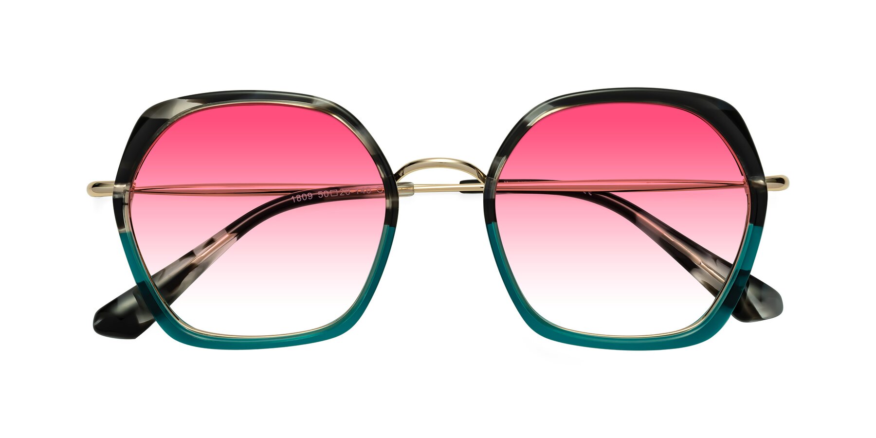 Folded Front of Apollo in Tortoise-Green with Pink Gradient Lenses