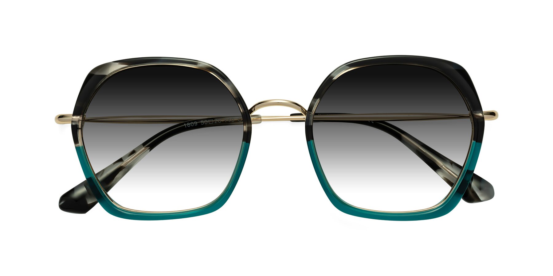 Folded Front of Apollo in Tortoise-Green with Gray Gradient Lenses