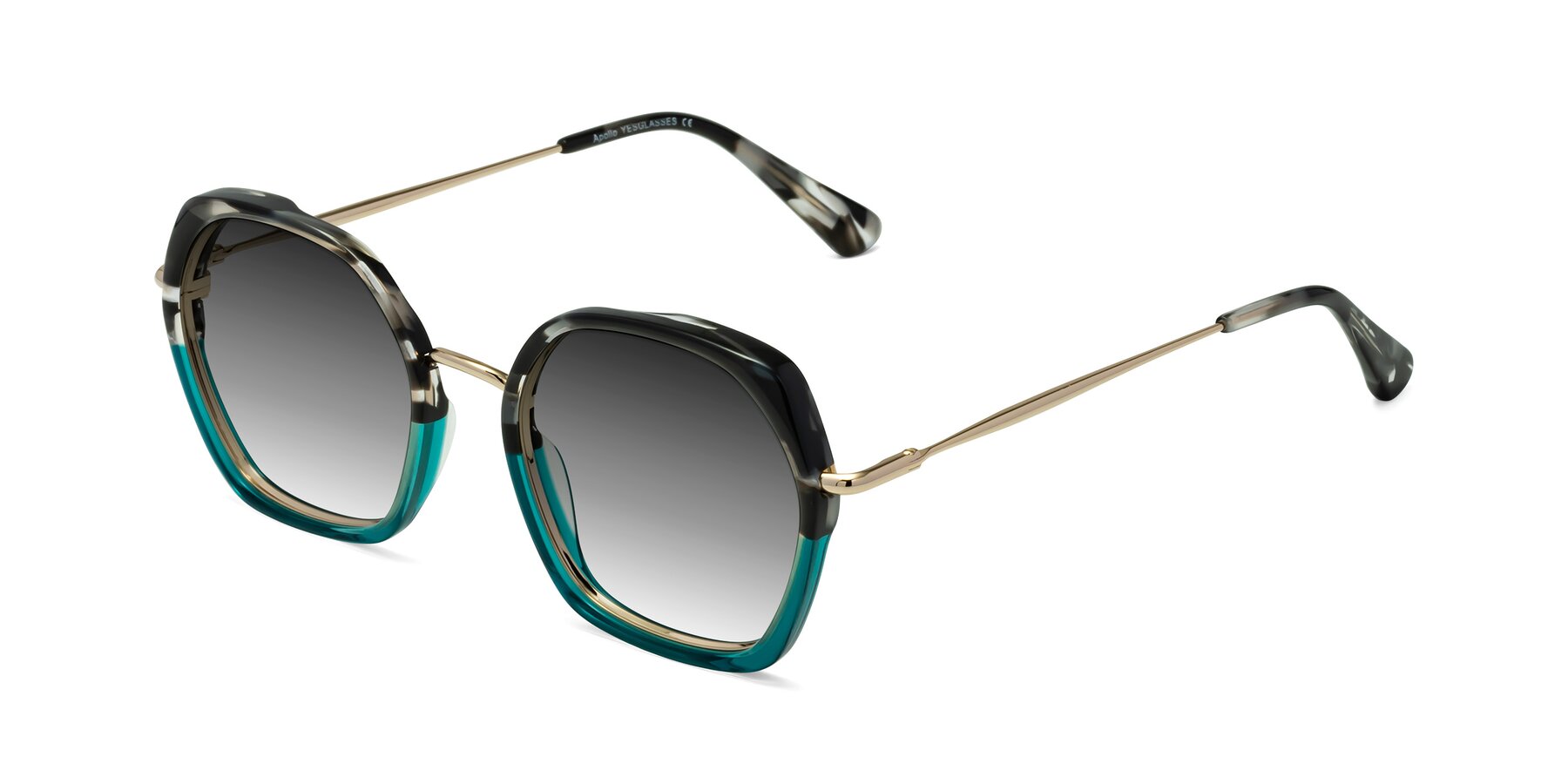 Angle of Apollo in Tortoise-Green with Gray Gradient Lenses