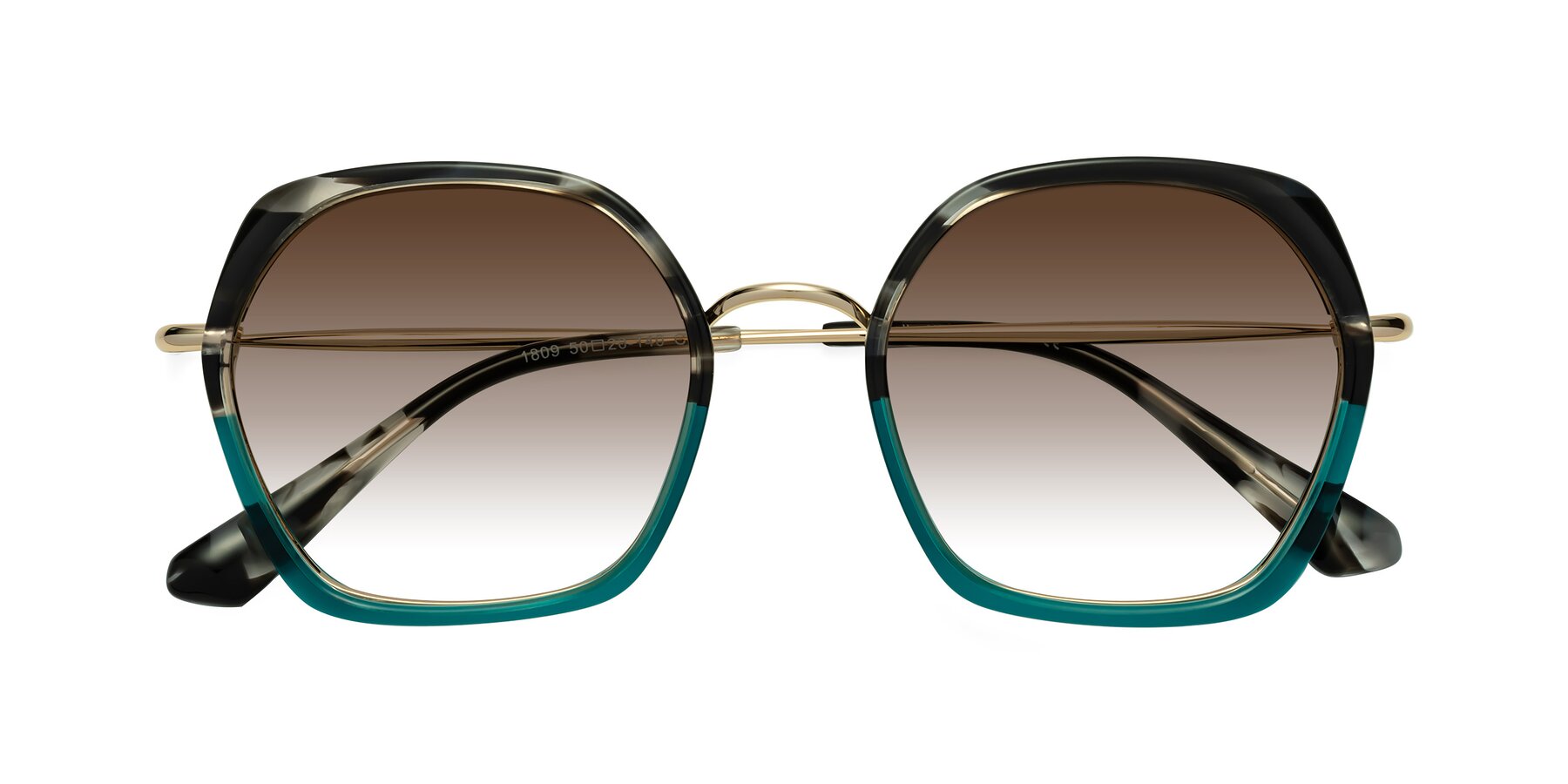 Folded Front of Apollo in Tortoise-Green with Brown Gradient Lenses