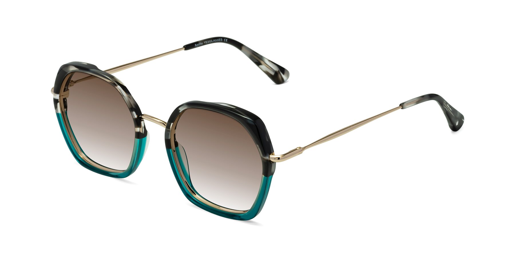 Angle of Apollo in Tortoise-Green with Brown Gradient Lenses