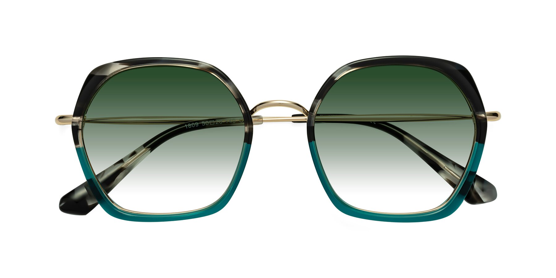 Folded Front of Apollo in Tortoise-Green with Green Gradient Lenses