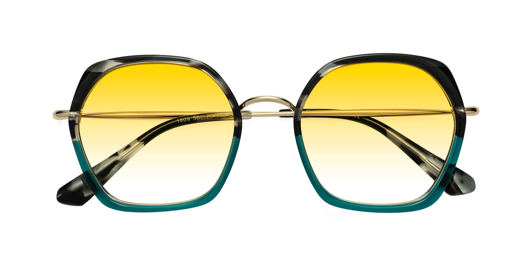 Folded Front of Apollo in Tortoise-Green with Yellow Gradient Lenses