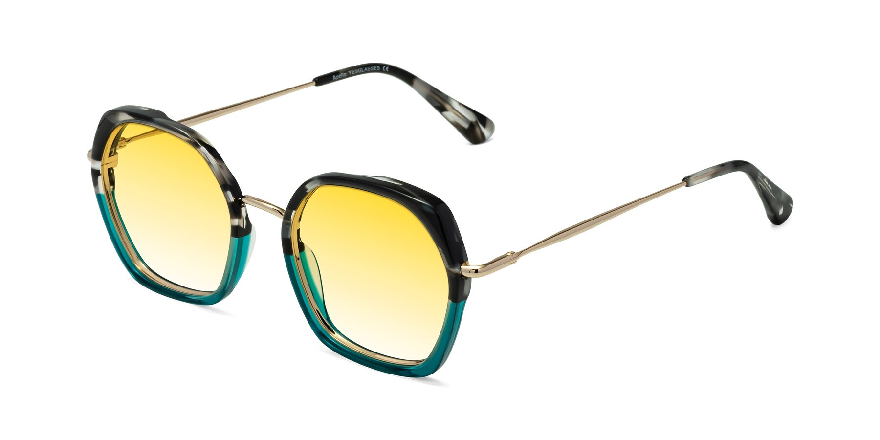 Angle of Apollo in Tortoise-Green with Yellow Gradient Lenses